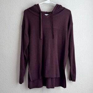 Soma Weekend Eco Yarn Ribbed Hoodie in Pinot Noir Deep Purple Brown XS